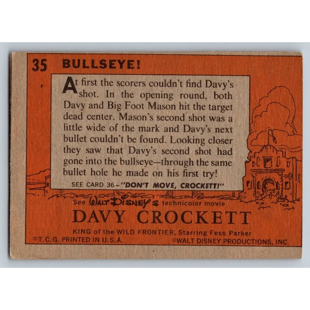 Walt Disney's Davy Crockett Fess Parker 1955 Topps #35 BULLSEYE!